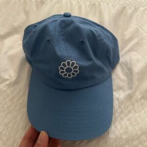 Blue Cap with Flower Embroidery